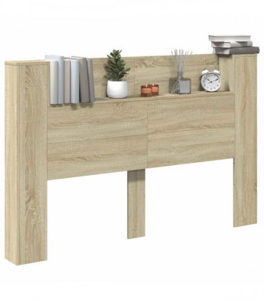 vidaXL Headboard Cabinet with LED Sonoma 160 x 16.5 x 103.5 cm