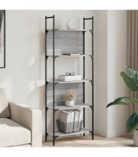 vidaXL Bookshelf 5-Tier Grey Sonoma 60.5x24x166.5 cm Engineered Wood