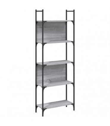 vidaXL Bookshelf 5-Tier Grey Sonoma 60.5x24x166.5 cm Engineered Wood