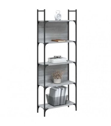 vidaXL Bookshelf 5-Tier Grey Sonoma 60.5x24x166.5 cm Engineered Wood
