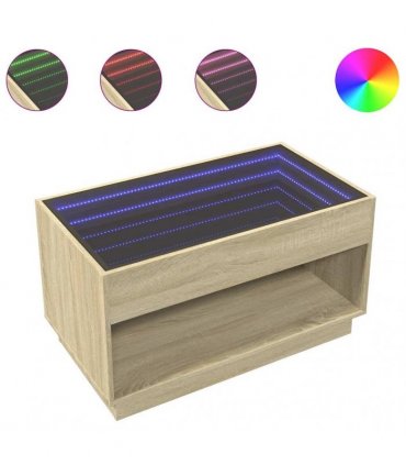 vidaXL Coffee Table with Infinity LED Sonoma Oak 90x50x50 cm
