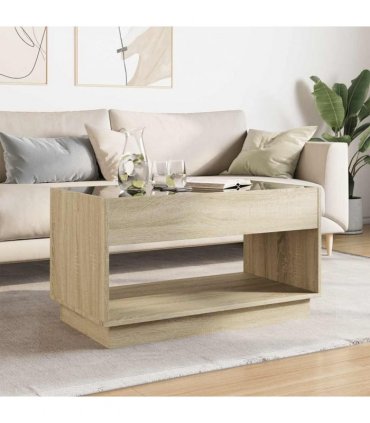 vidaXL Coffee Table with Infinity LED Sonoma Oak 90x50x50 cm