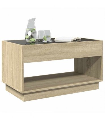 vidaXL Coffee Table with Infinity LED Sonoma Oak 90x50x50 cm