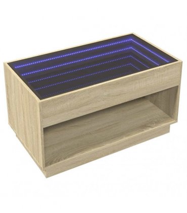 vidaXL Coffee Table with Infinity LED Sonoma Oak 90x50x50 cm