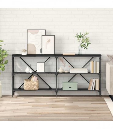 vidaXL Console Table Black Oak 160 x 30 x 75 cm Engineered Wood
