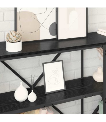 vidaXL Console Table Black Oak 160 x 30 x 75 cm Engineered Wood