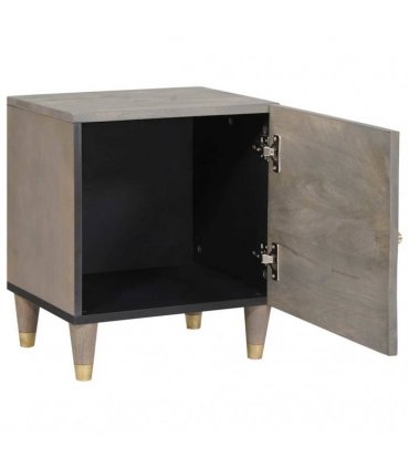 vidaXL Bedside Cabinet with Door 2 pcs Grey 40 x 33 x 46 cm