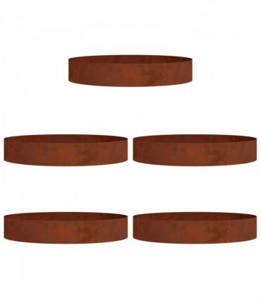 vidaXL Planter Ring 5 pcs Brown 120 x 120 x 20 cm Weathering Steel