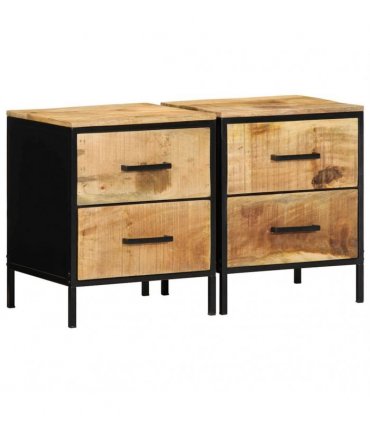 vidaXL Bedside Cabinet 2 pcs Brown and Black 40 x 35 x 50 cm