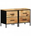 vidaXL Bedside Cabinet 2 pcs Brown and Black 40 x 35 x 50 cm