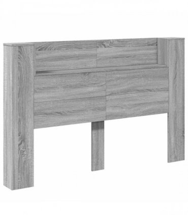 vidaXL Headboard Cabinet with LED Grey Sonoma 160 x 16.5 x 103.5 cm