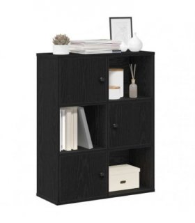 vidaXL Bookcase Black Oak 60x24x76.5 cm Engineered Wood