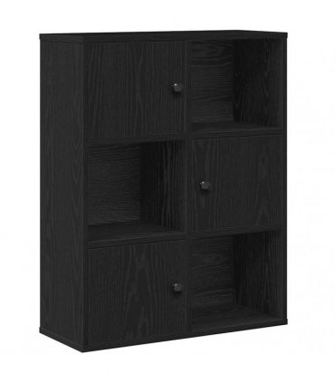 vidaXL Bookcase Black Oak 60x24x76.5 cm Engineered Wood