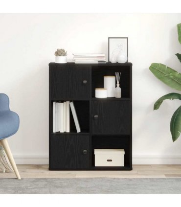 vidaXL Bookcase Black Oak 60x24x76.5 cm Engineered Wood