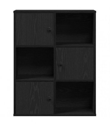 vidaXL Bookcase Black Oak 60x24x76.5 cm Engineered Wood