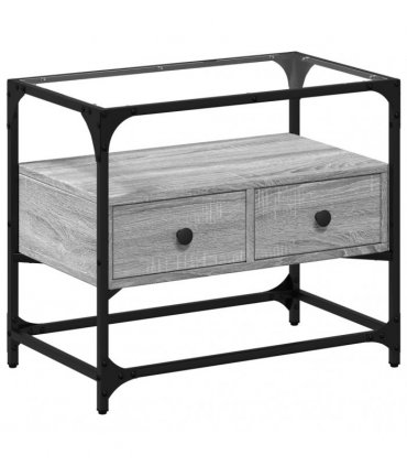 vidaXL TV Cabinet with Glass Top Grey Sonoma 60x35x51 cm Engineered Wood