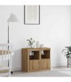 vidaXL LED Sideboard 2 pcs Artisan Oak 41 x 37 x 67 cm Engineered Wood