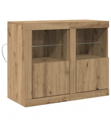 vidaXL LED Sideboard 2 pcs Artisan Oak 41 x 37 x 67 cm Engineered Wood
