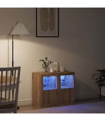 vidaXL LED Sideboard 2 pcs Artisan Oak 41 x 37 x 67 cm Engineered Wood