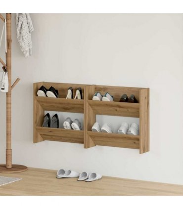 vidaXL Shoe Cabinet 2 pcs Artisan Oak 60 x 18 x 60 cm Engineered Wood