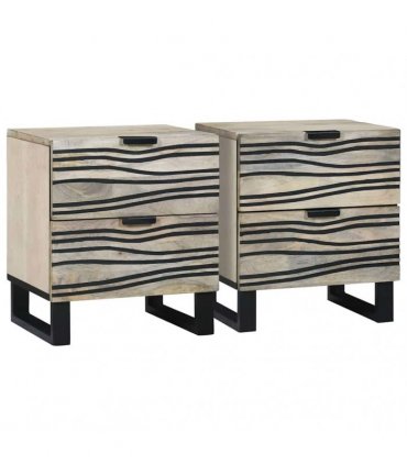 vidaXL Bedside Cabinet 2 pcs White 40 x 33 x 46 cm Engineered Wood