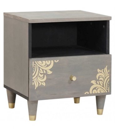 vidaXL Bedside Cabinet Grey 40 x 33 x 46 cm Solid Mango Wood