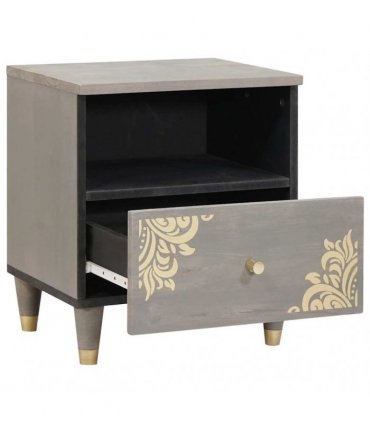 vidaXL Bedside Cabinet Grey 40 x 33 x 46 cm Solid Mango Wood