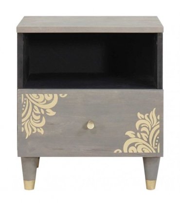 vidaXL Bedside Cabinet Grey 40 x 33 x 46 cm Solid Mango Wood