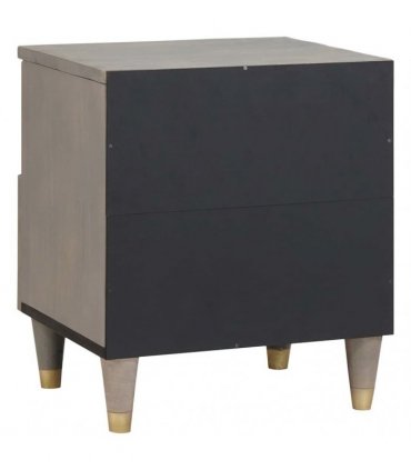vidaXL Bedside Cabinet Grey 40 x 33 x 46 cm Solid Mango Wood