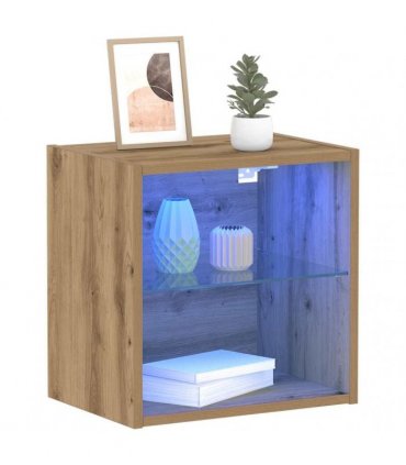 vidaXL Floating Shelf with LED Light Brown 40 x 28.5 x 40 cm