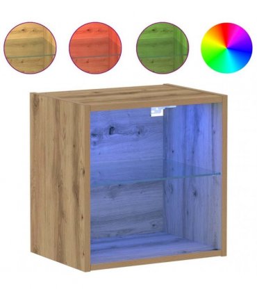 vidaXL Floating Shelf with LED Light Brown 40 x 28.5 x 40 cm