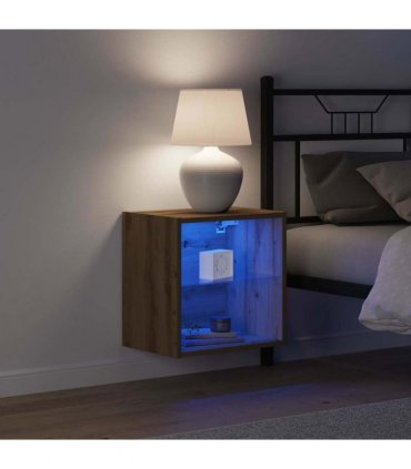 vidaXL Floating Shelf with LED Light Brown 40 x 28.5 x 40 cm