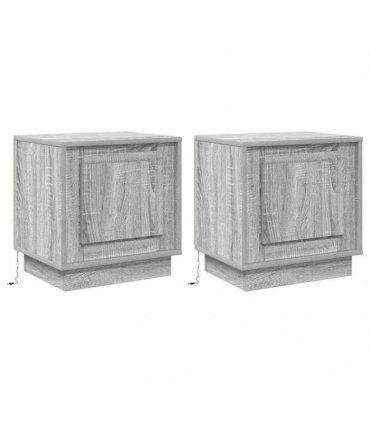 vidaXL Bedside Cabinet 2 pcs Grey 44 x 34.5 x 45 cm Engineered Wood