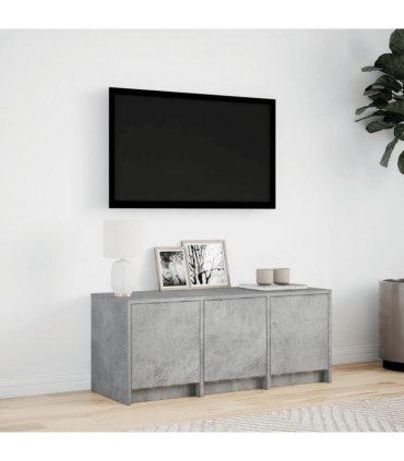 vidaXL TV Cabinet with LED Concrete Grey 97x34x40 cm Engineered Wood