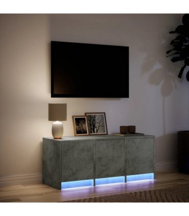 vidaXL TV Cabinet with LED Concrete Grey 97x34x40 cm Engineered Wood