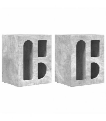 vidaXL Bedside Table ELST 2 pcs Concrete Grey 40 x 35 x 50 cm