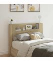 vidaXL Headboard Cabinet with LED Sonoma 140 x 16.5 x 103.5 cm