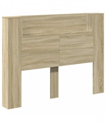 vidaXL Headboard Cabinet with LED Sonoma 140 x 16.5 x 103.5 cm