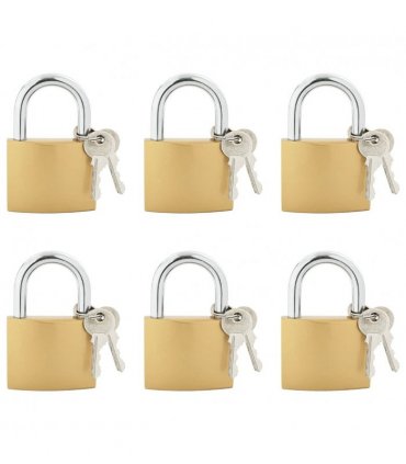 vidaXL U Lock with Keys 6 pcs Brass Iron