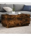vidaXL Coffee Table with LED Lights Smoked Oak 90x50x40 cm
