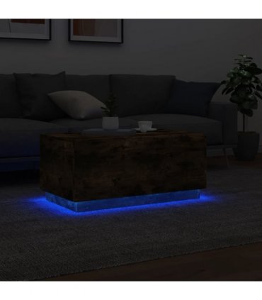 vidaXL Coffee Table with LED Lights Smoked Oak 90x50x40 cm