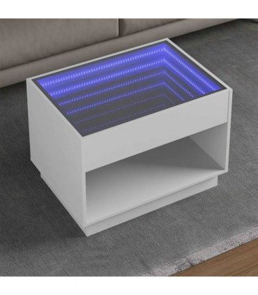 vidaXL Coffee Table with Infinity LED White 70x50x50 cm