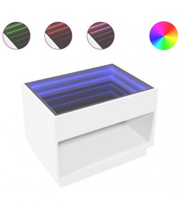 vidaXL Coffee Table with Infinity LED White 70x50x50 cm