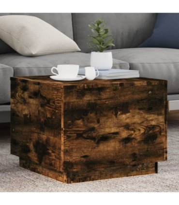 vidaXL Coffee Table with LED Lights Smoked Oak 50x50x40 cm