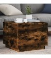 vidaXL Coffee Table with LED Lights Smoked Oak 50x50x40 cm