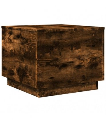 vidaXL Coffee Table with LED Lights Smoked Oak 50x50x40 cm