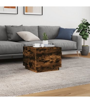 vidaXL Coffee Table with LED Lights Smoked Oak 50x50x40 cm