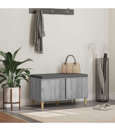 vidaXL Hall Bench with Cushion with Door Grey Sonoma 80 x 38 x 46 cm
