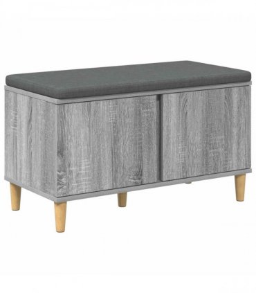 vidaXL Hall Bench with Cushion with Door Grey Sonoma 80 x 38 x 46 cm