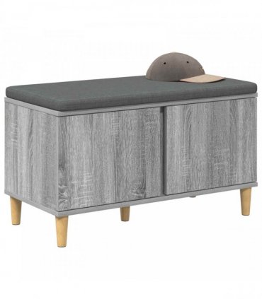 vidaXL Hall Bench with Cushion with Door Grey Sonoma 80 x 38 x 46 cm